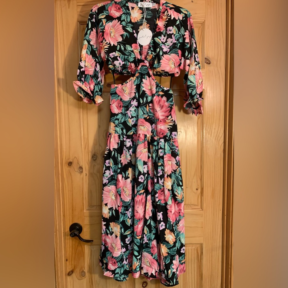 Petal & Pup Floral Maxi Dress - Black and Pink